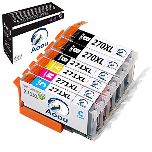 270 Ink Cartridges, Aoou 6 Pack Compatible PGI-270XL PGI-270 XL PGI270XL PGI 270 XL CLI-271XL CLI-271 XL Ink Cartridge for Canon PIXMA MX922 MG7720 TS8020 TS9020 Printe (2 Bk 1PBK 1 C 1 M 1 Y) 6 Pack