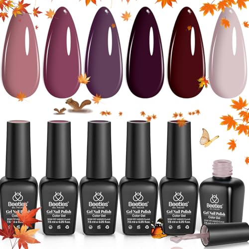 Uñas, Beauty Beetles Gel Nail Polish Set 6 Colores - Fórmula Ultra Pigmentada - Larga Duración - Sin Toxinas
