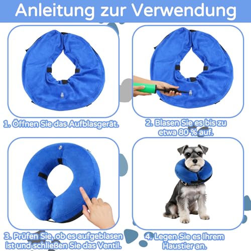 Kragen Hund, Aufblasbare Halskrause Hund & Katze, Hunde Halskrause mit Verstellbarer Klettverschluss, Hundekragen für Genesung Nach Operationen Oder Wunden für Klein Hunde Katze