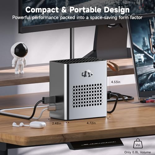 Image of Nimo eGPU Docking Station, AMD Radeon RX 7600M XT 8GB GDDR6 (120W), 80Gbps USB4 & OCuLink, 65W PD, 8K HDMI 2.1 DP 2.0, Portable External Graphics Enclosure for Laptop, Mini PC, Handheld Gaming