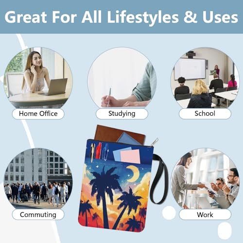 CRASPIRE Coconut Tree Book Sleeve Cover Seaside Scenery Book Cloth 11x8.7inch Zipper Front Pocket Washable Fabric Book Pouch Protector for Readers Freind Accessories Hardcover Textbook - Image 4