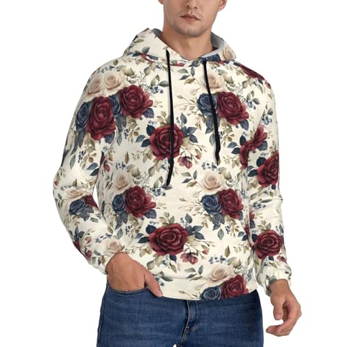 Hoodies For Men - Colorful Rose Print Long Sleeve Casual Men'S Hoodies & Sweatshirts Pullover With Pocket