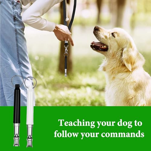 2 Stück Hundepfeife,Adjustable Hundepfeife Hochfrequenz Lautlos Pfeife Rückruf,Metall Erziehungshilfen Hundepfeife Rückruf,Hundetraining Hundepfeife Gegen Bellen,für Hundeausbildung(Schwarz,Weiß)