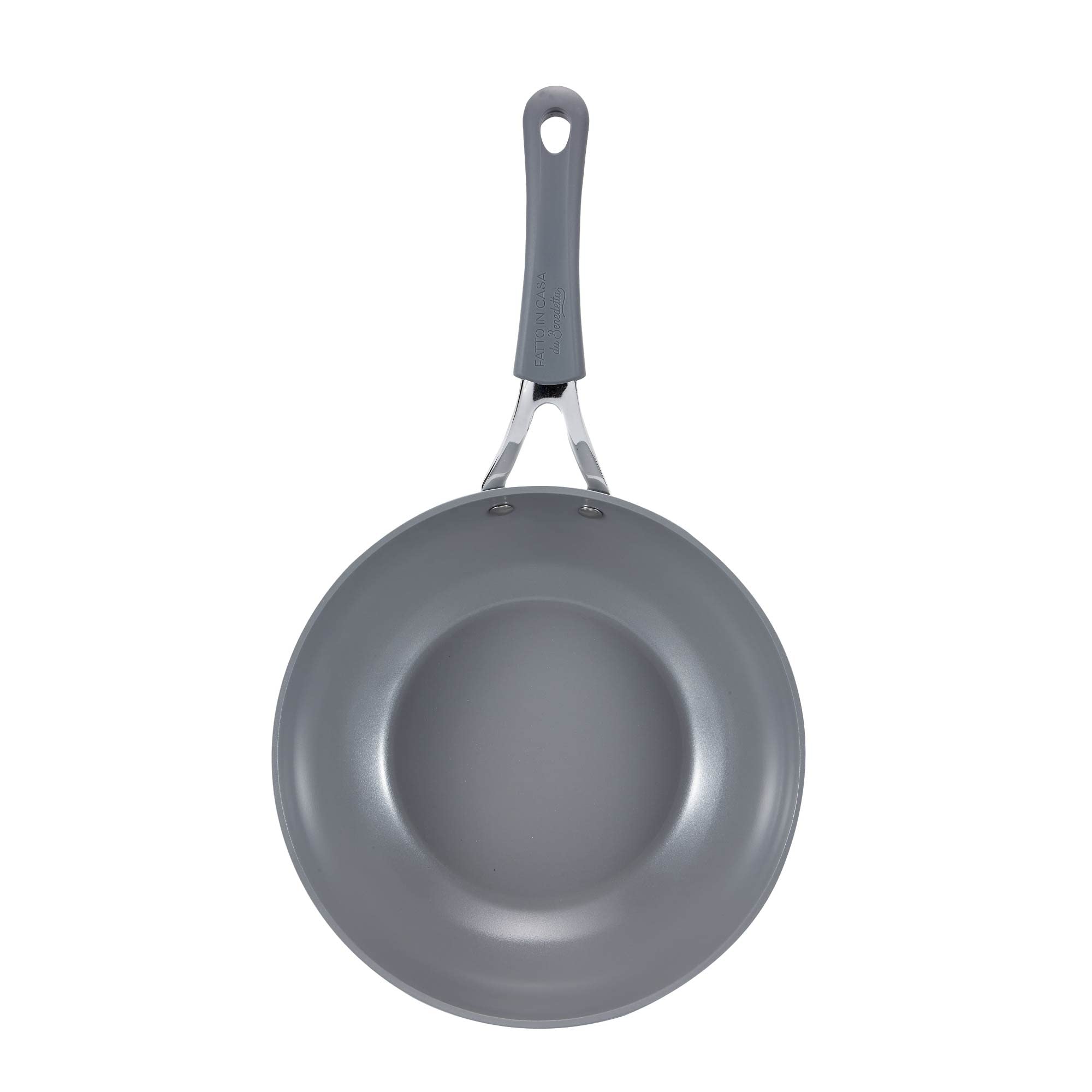 Fatto in Casa da Benedetta Wok Antiaderente (diametro 28 cm) in Alluminio 100% riciclabile con Coperchio in Vetro – Adatta anche per Induzione, Non contiene Metalli pesanti (Colore Grigio)