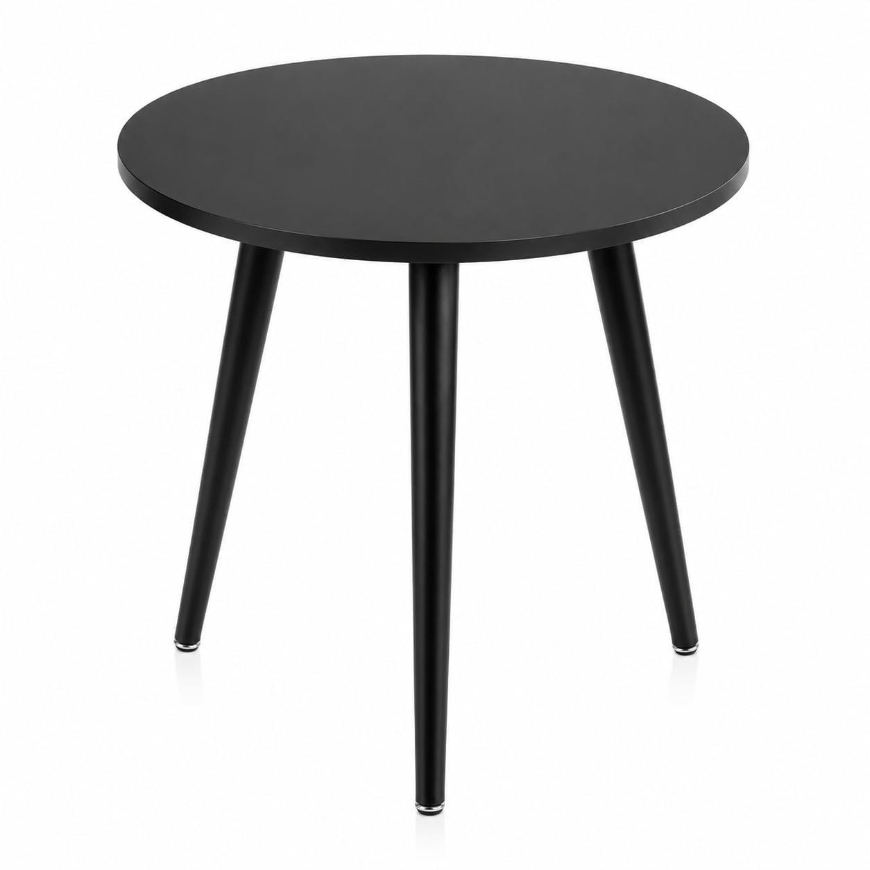 APICIZON Tavolino nero, tavolino rotondo, tavolino per soggiorno, camera da letto, spazio ridotto, comodino in legno, facile da montare, 42(P) x 51(H) cm