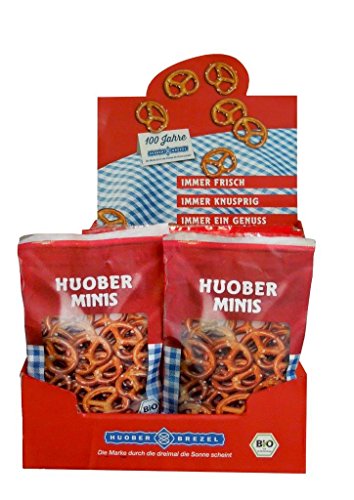 HUOBER bio Mini Brezel, 4 Thekendisplays mit je 20 x 40g Beutelchen (80 Packungen insgesamt)