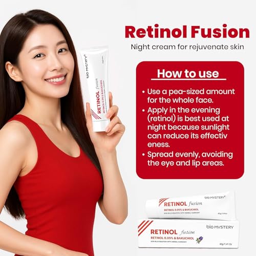Image of Retinol 0.05 Fusion Cream with Bakuchiol Vitamin A for Fine Lines, Sun Spots, Anti-Aging - 40 Gram / 1.41 Oz