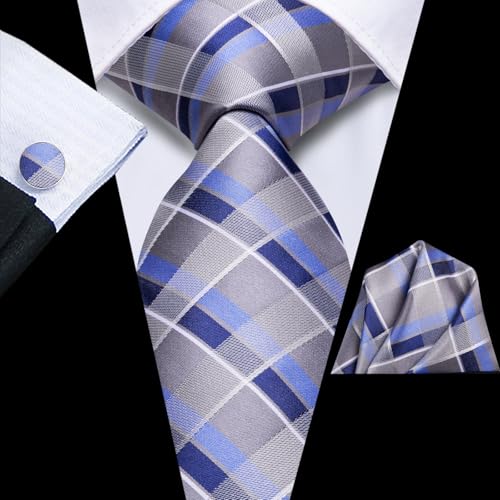 Image of Dubulle Mens Tie and Lapel Pin Paisley Striped Floral Necktie for Men Pocket Square Cufflinks 4PCS Set Wedding Party
