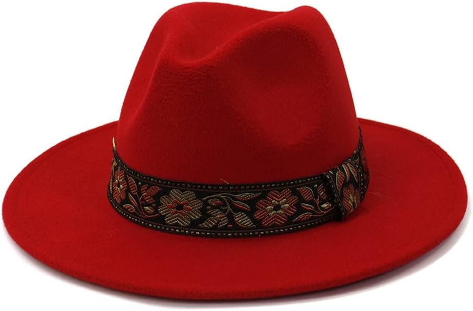 JSEIAJB Men Wool Fedora Hat Lady Winter Autumn Wide Brim Panama Sombrero Cap Woolen Vintage Trilby