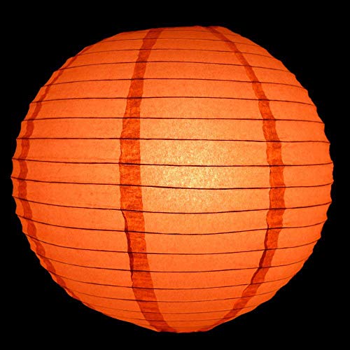 Image of Quasimoon PaperLanternStore Decorative Paper Lantern - (10-Pack, 4-Inch, Persimmon Orange, Even Ribbing) Round Paper Lanterns - Ideal Wedding and Party Decor or Home Accent, Lighting Optional