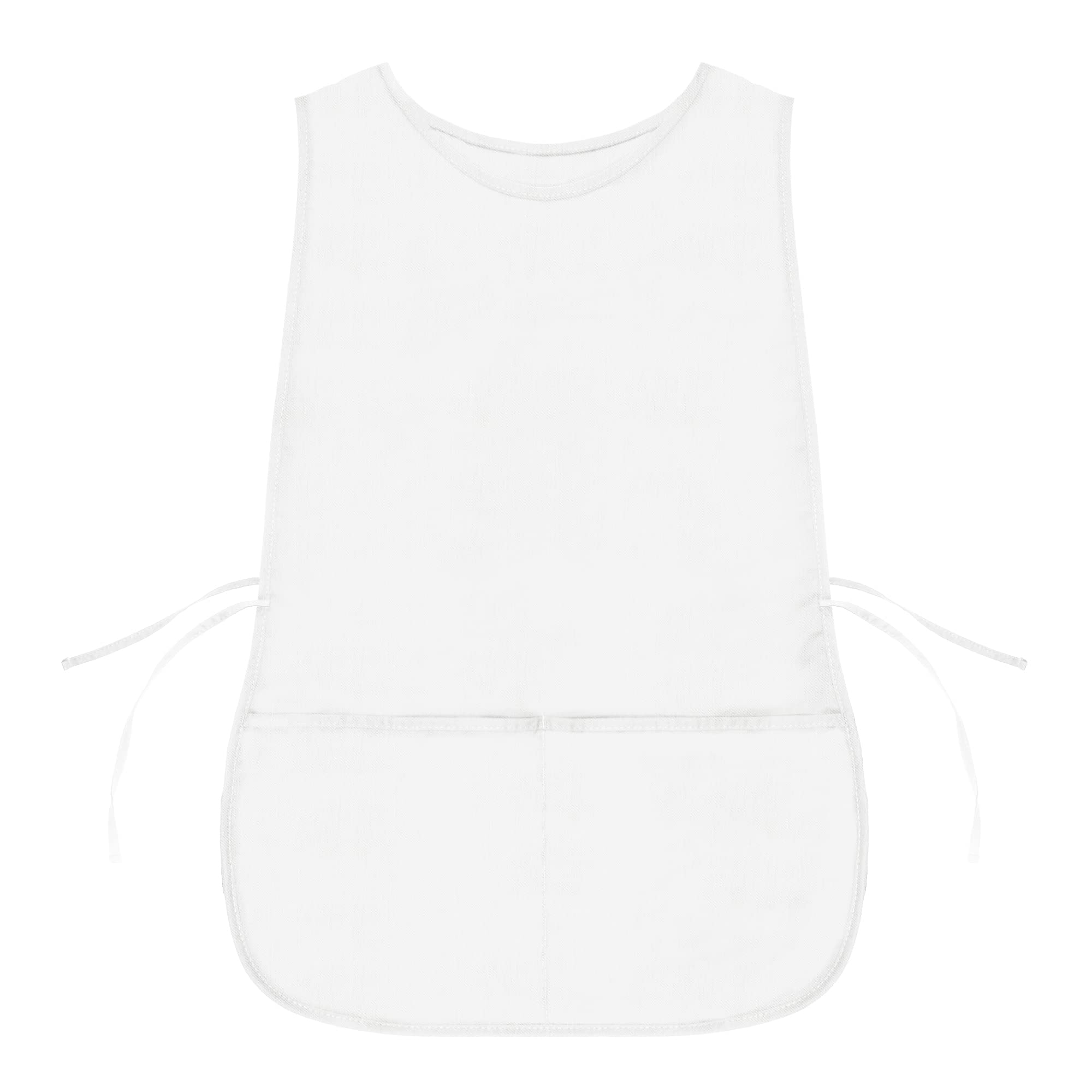 DALIX Cobbler Apron 2 Pockets Smock Regular 28.5" x 18.5" White