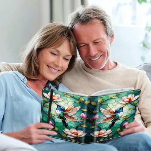 Image of Photo Album 4x6 120 Photos with Strong Elastic Band, Hummingbird Glass | Large Capacity Premium Leather Picture Album, Portable Wallet Albums Photo Book for Family Anniversaries Wedding Baby
