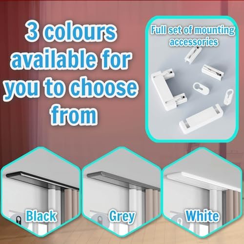 Sliding Curtain Track, Ceiling Mount Double Rod Rail for Room Divider, Aluminum Alloy with Hooks & Accessories, 300cm (117.6in) - Ideal for Living Room, Bedroom, Closet & Sliding Doors (Black)