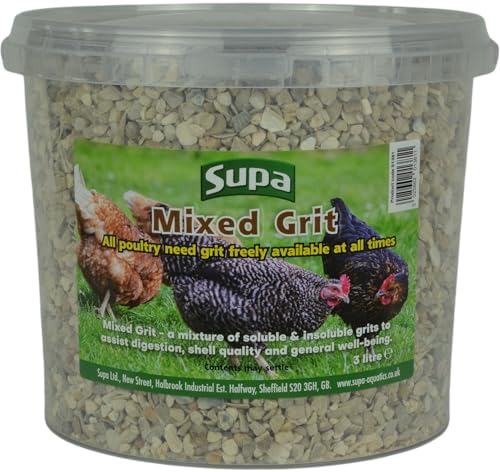 Supa Mixed Poultry Grit 3 Litre Bucket A Mixture Of Insoluble And Soluble Grits To Assist Digestion Egg Shell Quality And General Well Being.