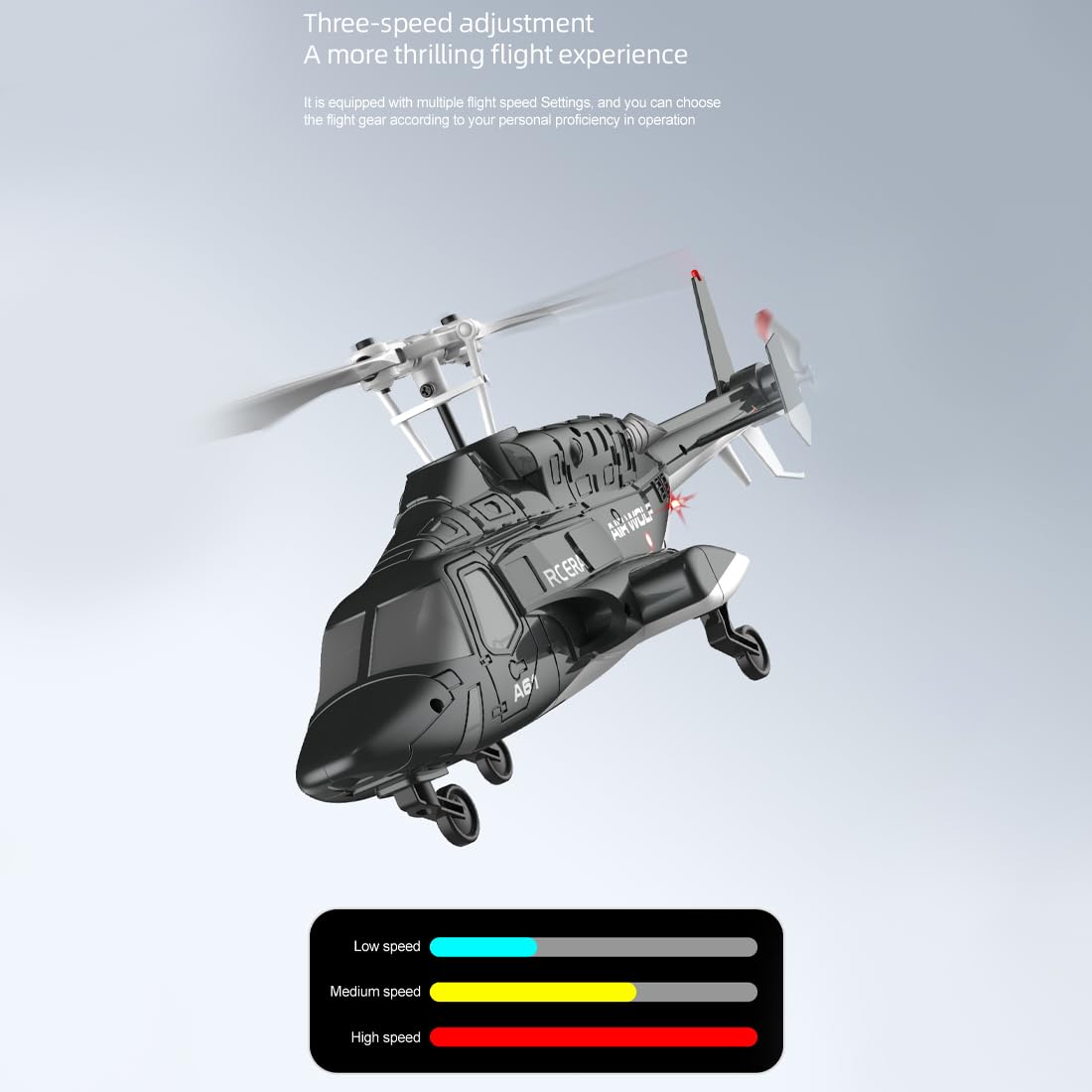 RC ERA A61 Air-Wolf RC elicottero, scala 1/52 2.4G 4CH singolo rotore elicottero elicottero militare con one-key start altitudine Hold telecomando per adulti e principianti