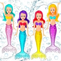 Tauchspielzeug für Kinder,Wasserspielzeug Kinder,Meerjungfrau Spielzeug,4 Stücks Tauchspielzeug Pool Spielzeug,Schwimmbad Sommerpool Schwimmspielzeug