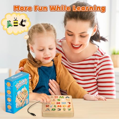 Image of TINTECUSA LED Busy Board, Wooden Sensory Toys for Toddler, Montessori Music Toy for Airplane, Travel Activity Educational Learning Toy, Busy Light Switch Autism Toys, Birthday Boys Girls Gifts