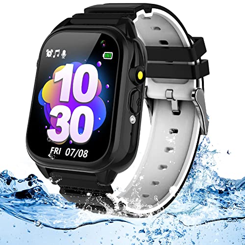 Kids Waterproof Smart Watch Girls Boys with 26 Puzzle Game 1.44" HD Touchscreen Pedometer Video Music Player Alarm Clock Flashlight Parental Control Child Learning Toys for Age 3-12