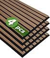Art3d 4-Pack 12" x 24" Soundproof Wood Slat Panels, 8 sq.ft Acoustic Wall Panels, 3D Wall Panels with Wood Slat Design, Decorative Wood Wall Panel for Accent Walls-Deep Walnut