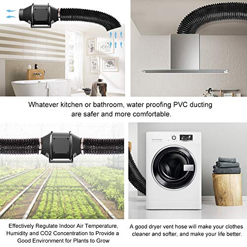 Image of Omont Dryer Vent Hose 4 Inch 5FT Flexible Dryer Ducting Tube Air Duct Aluminum Insulated Flex Hose Kit Indoor Outdoor