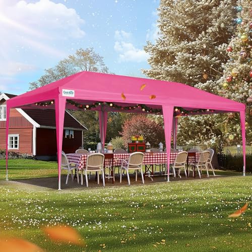Quictent 10x20 Pop up Canopy Without Sidewalls Easy up Canopy Tent Instant Shelter with Windows for Outdoor Event Party Pink 10x20 Without Sidewall