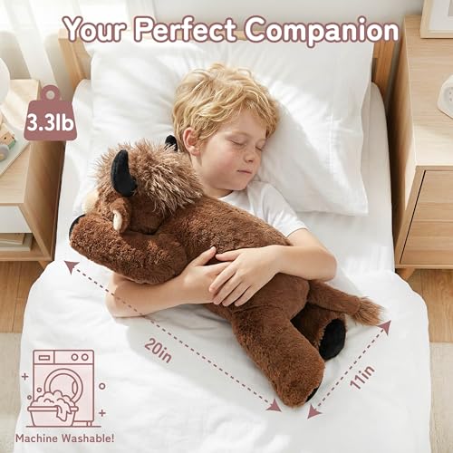 Image of Niuniu Daddy Highland Cow Weighted Stuffed Animals, 20 Inch 3.3 lbs Weighted Plushies, Heavy Calming Body Pillow for Sleeping, Sensory Lying Lap Pad Toy Huggable Gift for Kids and Adults