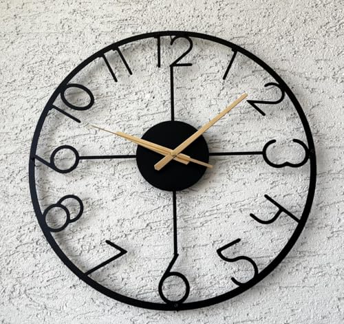 Image of Wall Clock Stylish Metal Analog Wall Clock for Living Room, Bedroom, Office, Kitchen, Home and Hall | Antique Fancy Big Size Modern Wall Watch (Black(DA-212), 40 CM)