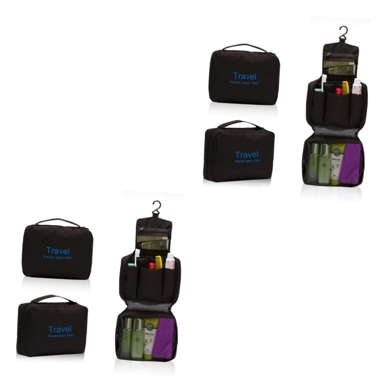 Mikinona 2 Pz Borsa Organizer Per Cosmetici Da Viaggio Borsa Per Articoli Da Viaggio Organizzatore Di Articoli Da Toeletta Da Organizer Da Sospeso Pochette Trucchi Black