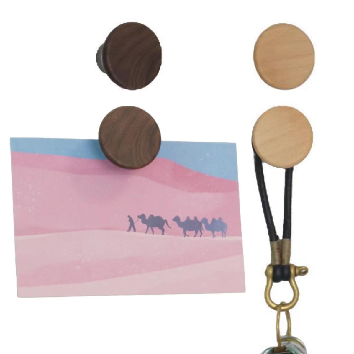 4Pcs Heavy Duty Organization Magnetic Coat Hooks, Versatile Elegant Wooden Hooks to Hang Tools, Garden Hoses Ropes, Kitchenware in Warehouses, Cruise, Workshops to Keep The Space Clean! (Round)