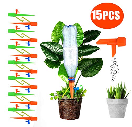 15 Pezzi irrigazione per Piante in Vaso Fiori Automatico irrigazione Spikes Set per Piante da Interni Regolabile Sistema di irrigazione Ideale approvvigionamento d'Acqua Durante Le Vacanze