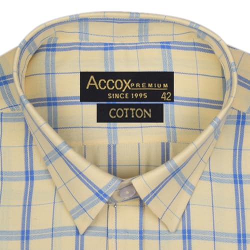 Image of ACCOX Men's Breathable Cotton Half Sleeves Regular Fit Checkered Formal Shirt for Men (O GCR168)