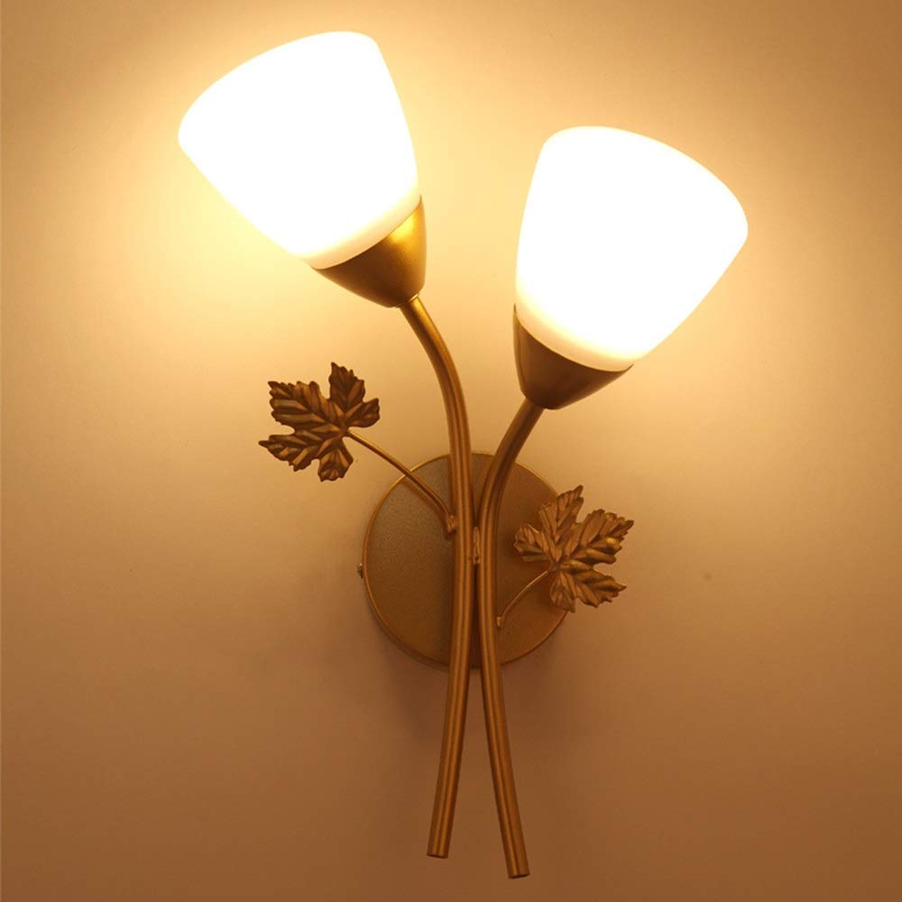 Wall lamp, Bright Night Light Led Bedroom Bedside Lamp Creative Aisle Corridor Living Room TV Wall Lamp Comfortable (Color : Black Double Head),Colour:Black Single Head ( Color : Golden Double Head )