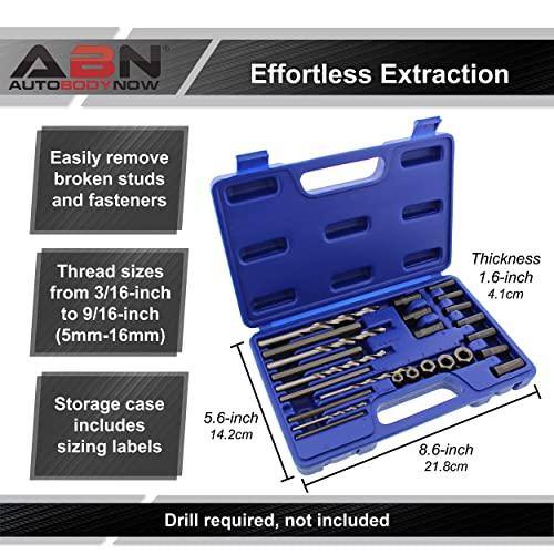 Abn Screw & Bolt Extraction 25-Piece Remover Tool Kit – Drill Bits, Extractor Pins, Drilling Guides, Extractor Nuts Set #TOP1