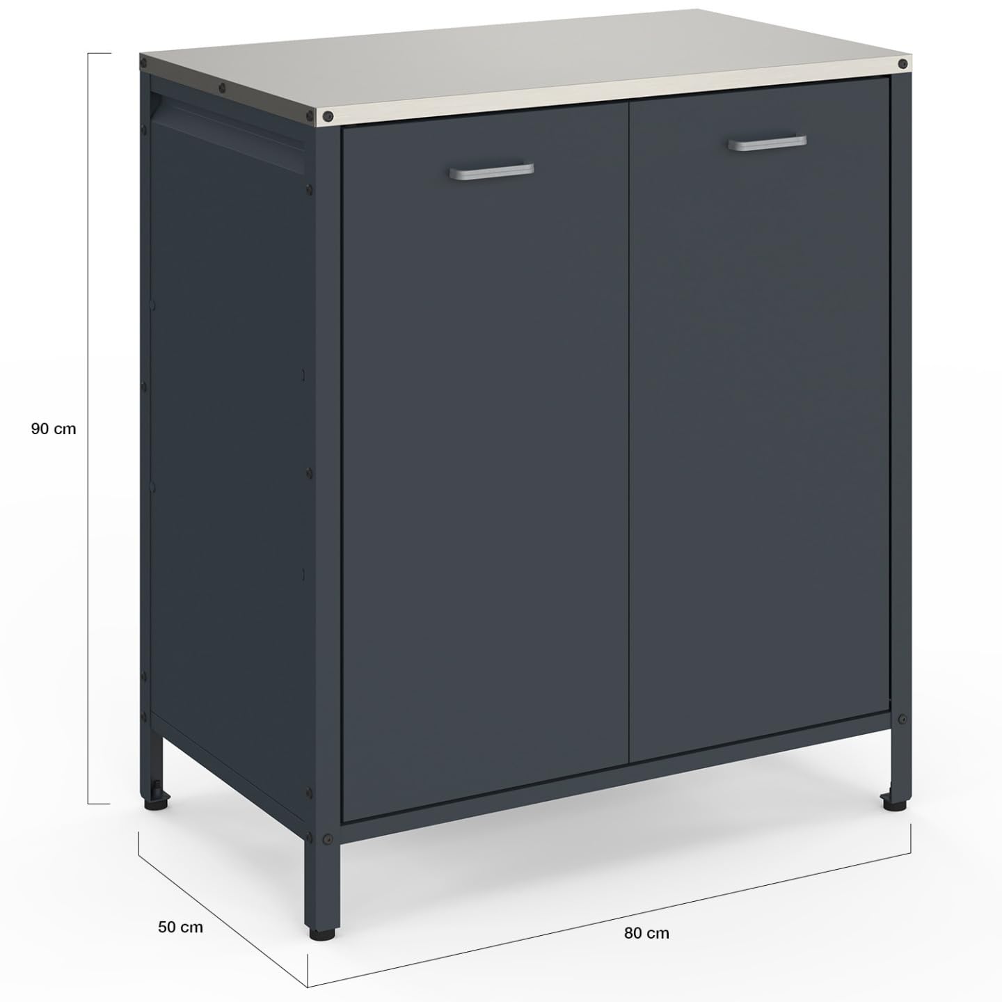 Meuble de Cuisine extérieure Pareo 2 Portes en Acier Gris Anthracite