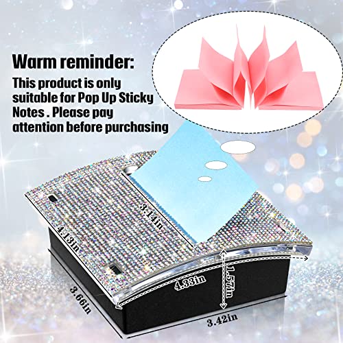 Eersida Rhinestone Self Stick Note Pad Holders 4X4 Inches Memo Note Holder Dispenser Sticky Note Holder Sticky Notes Dispenser For Office Home Classroom Desk Supplies (Ab Color) #TOP1