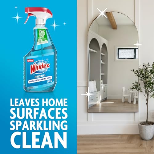Image of Windex Glass and Window Cleaner Spray Bottle, Packaging Designed to Prevent Leakage and Breaking, Surface Cleaning Spray, Original Blue Scent, 23 Fl Oz