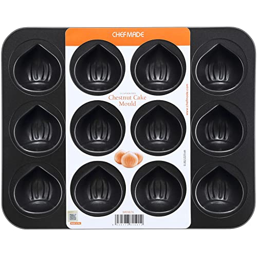 Chestnut-Shaped Muffin Cake Pan 12 Well (Black)