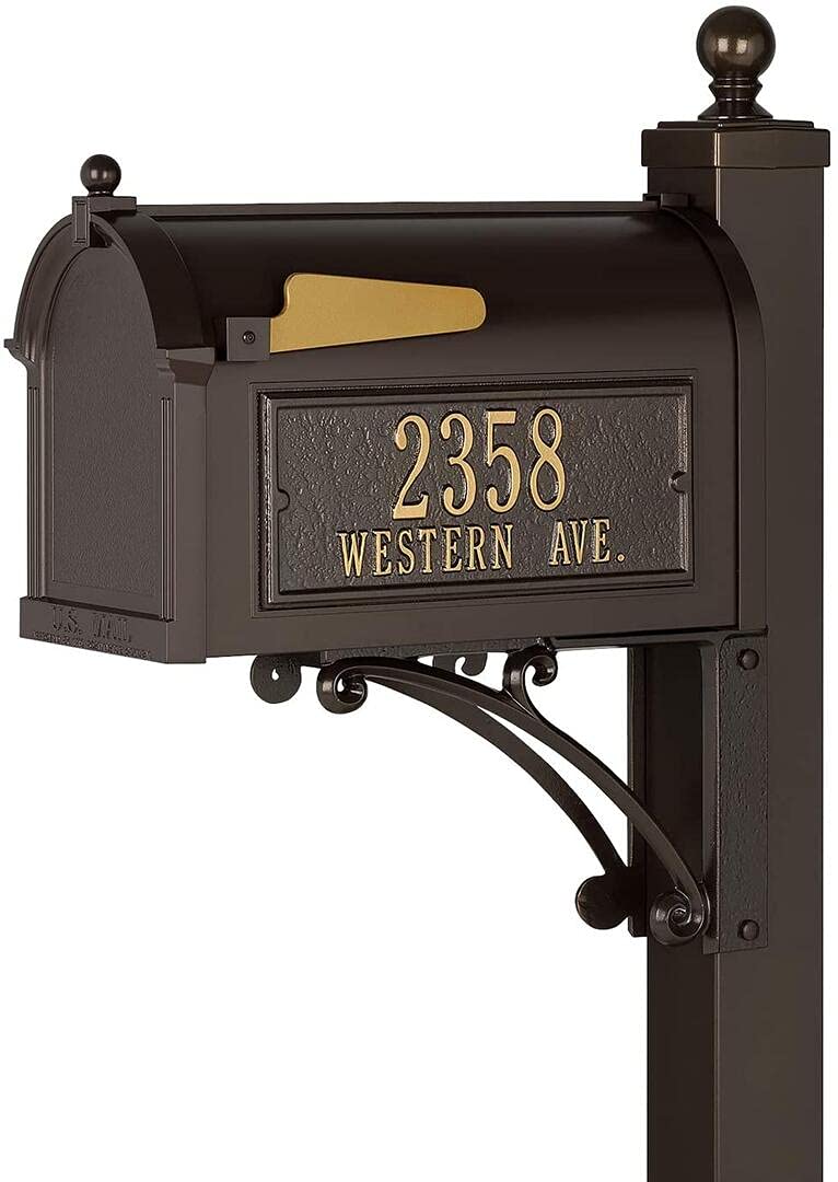 Whitehall Products 16296 Aluminum Deluxe Capitol Mailbox Package in Bronze