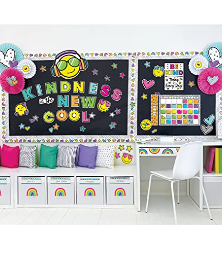 Image of Carson Dellosa 219-Piece Kind Vibes Cutout Letters, 4 inch Colorful Upper and Lowercase Alphabet, Numbers, Punctuation, and Symbols for Bulletin Board, Posterboard, Party, and Classroom Decor