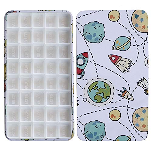 FCLUB Watercolor Palette Paint Tin Case with 40pcs Transparent Plastic Empty Watercolor Half