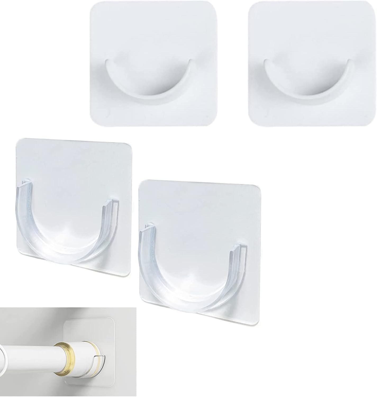 AGREON Shower Curtain Rod Holder, 4 Pcs No Drill Shower Curtain Rod