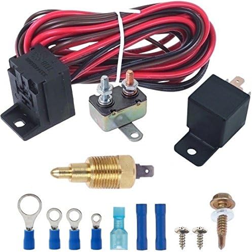 Electric Engine Fan Grounding Thread-in Thermostat Relay Controller Switch Kit (3/8" NPT, 190'F On - 175'F Off)