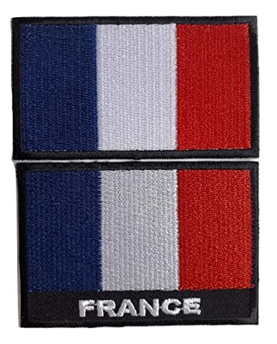 B2see Patch Écusson Applique Badge Drapeau France Tricolore Francais brodé Autocollant thermocollant kit de 2 Pieces