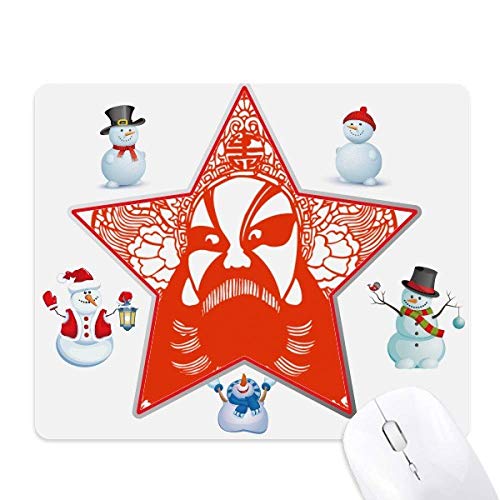 Tapis de souris Peking Opera avec motif bonhomme de neige de Noël pour bureau et maison