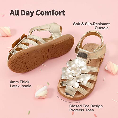 Image of DREAM PAIRS Girls Toddler /Little Kid Closed-Toe Flower Summer Dress Sandals Shoes