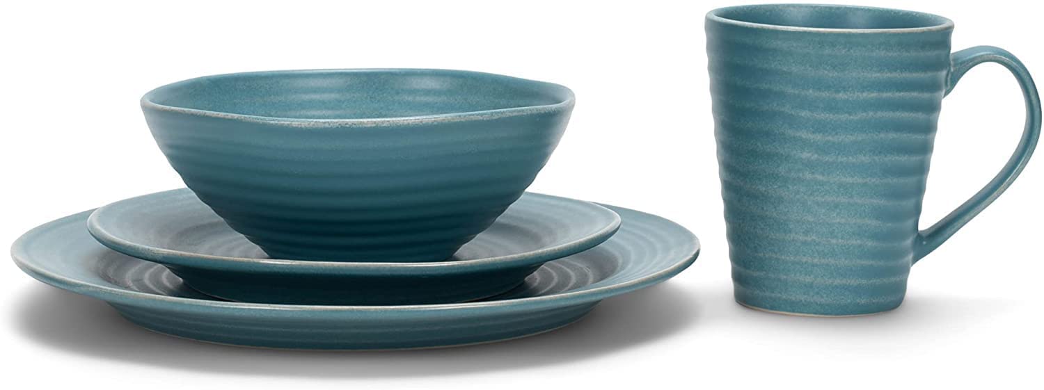 Porcelanowy zestaw zastawy stołowej, nowoczesna prążkowana ceramiczna zastawa stołowa do kuchni i jadalni