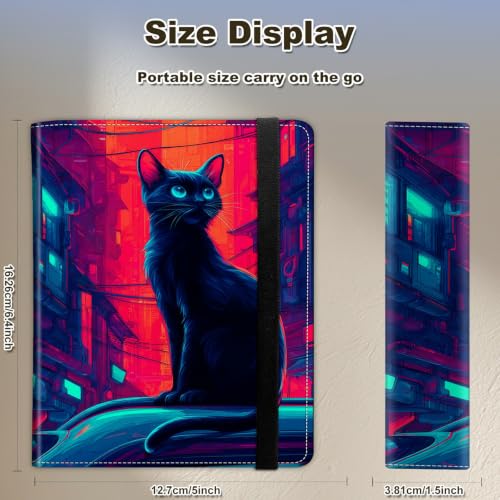 Image of Photo Album 4x6 120 Photos with Strong Elastic Band, Cyberpunk Black Cat | Large Capacity Premium Leather Picture Album, Portable Wallet Albums Photo Book for Family Anniversaries Wedding Baby