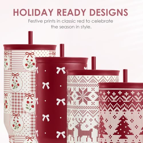 Image of Christmas Stainless Steel Slider Tumbler with Handle 40 Ounces with Lid, Travel Cup, Insulated Bottles for Girls Women