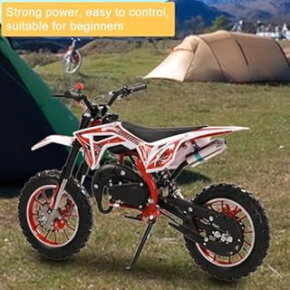 49cc Kids Dirt Bike, 2-Stroke Gas Power Motocross, Off Road Mini Motorcycle, Pocket Motorbike with Front Rear Disc Brakes, Racing Max Speed 40KM/H Red