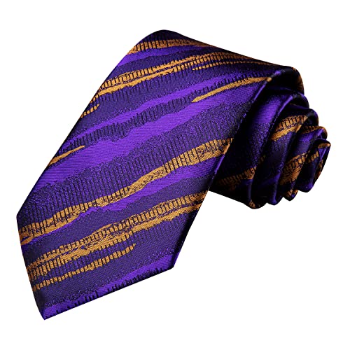 Image of Hi-Tie Silk Ties for Men Plaid Paisley Striped Necktie Pocket Square Cufflinks Set Formal Business